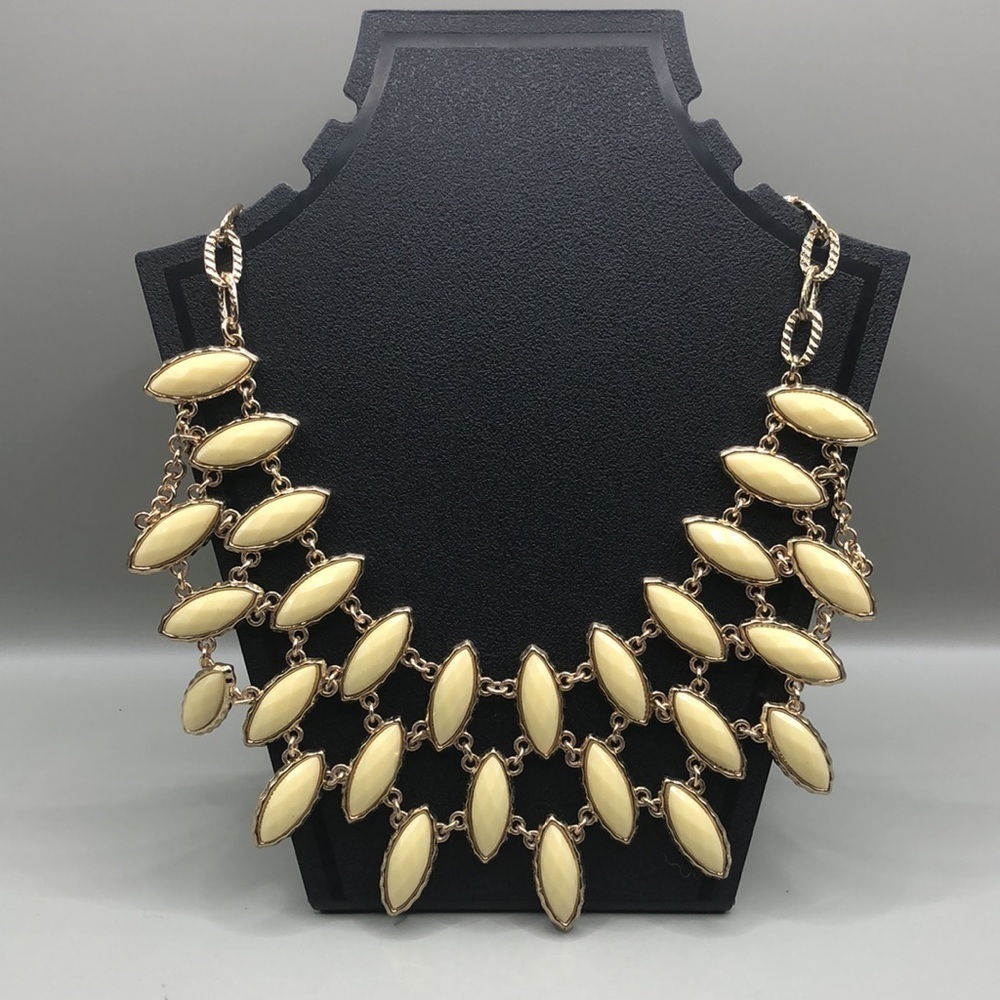 Two sided bejeweled statement necklace.
